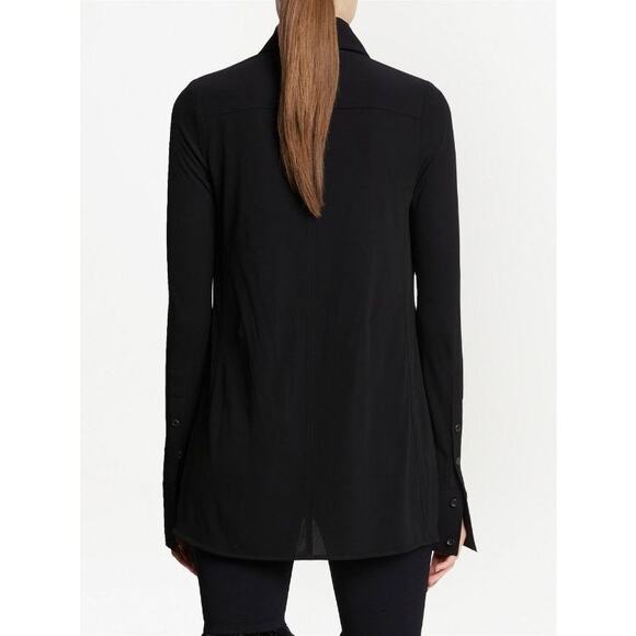 Proenza Schouler Matte Jersey Long Sleeve Button Up Shirt Size 6 - Picture 4 of 16